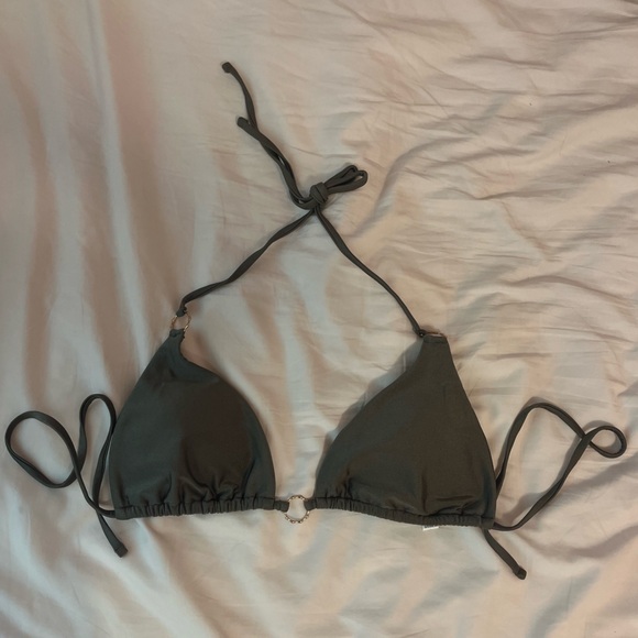 Army Green Bikini Top with Gold Detail - Picture 3 of 6